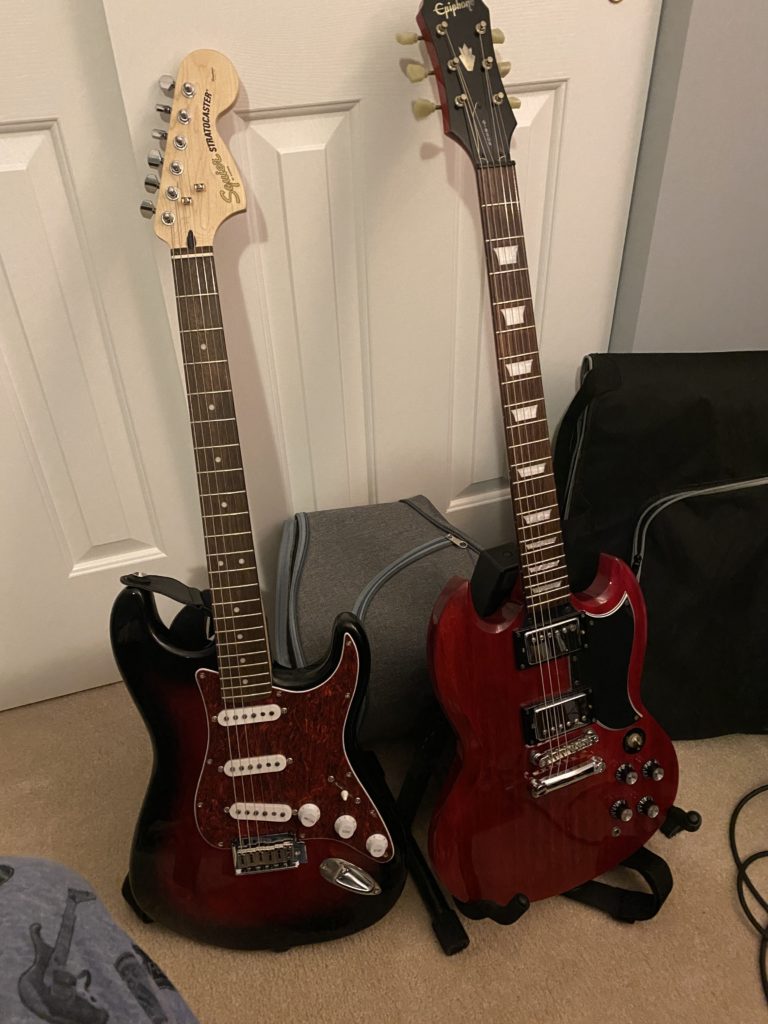 Music's Effects on Parkinson's - a phot0 of my two electric guitars