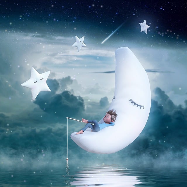 Parkinson's and Fatigue - Photo of a boy sitting on the moon with a fishing rod