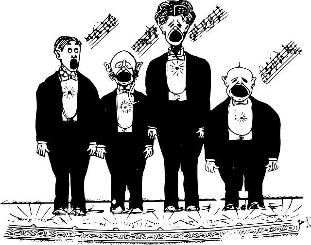 Parkinson's and Music Therapy - Image of 4 men in tuxedos singing