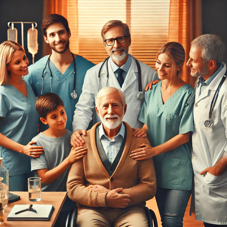 Parkinson's Care Team - Photo of a Parkinson's Patient and their care team